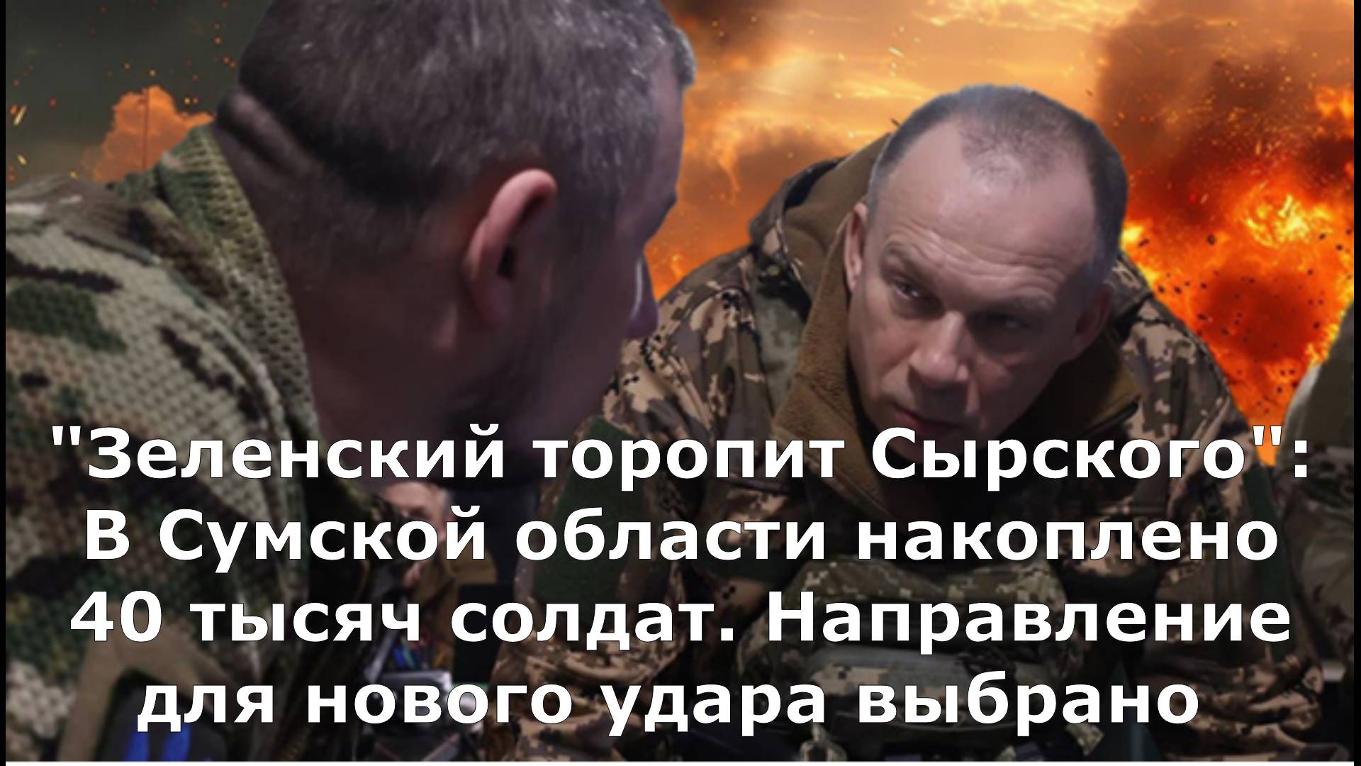 "Зеленский торопит Сырского": В Сумской области накоплено 40 тысяч солдат. Направление для нового уд