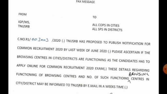 TNUSRB POLICE FAX MESSAGE RELEASED NOTIFICATION RELEASE MONTH | APPLICATION START MONTH எப்போது?