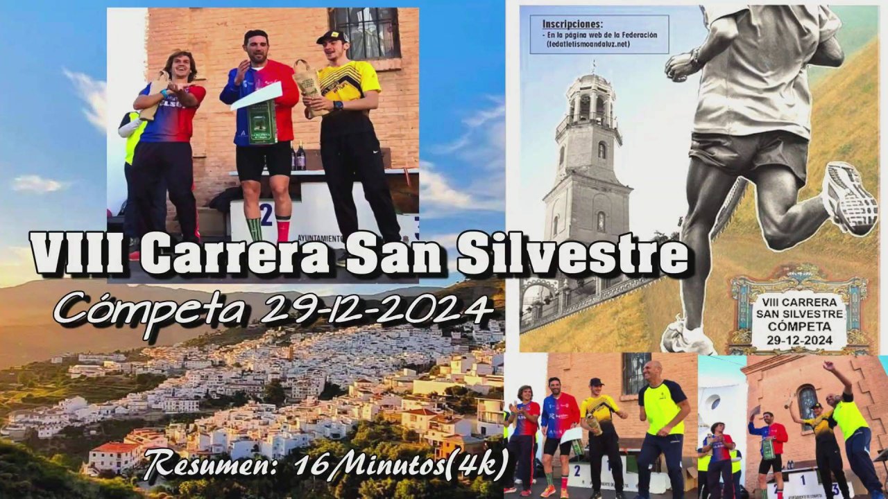 VIII Carrera San Silvestre Cómpeta 29-12-2024 Salida y llegada a meta. Resumen: 16 Minutos