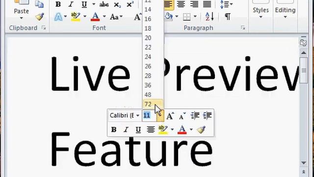 Microsoft Office 2010 Mini Toolbar & Live Preview Demo