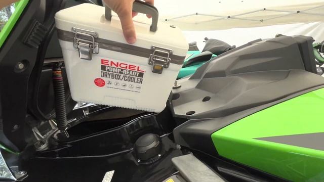 The 7.5qt Engel Drybox is a perfect fit in the Kawasaki Ultra 310 JetSki front compartment