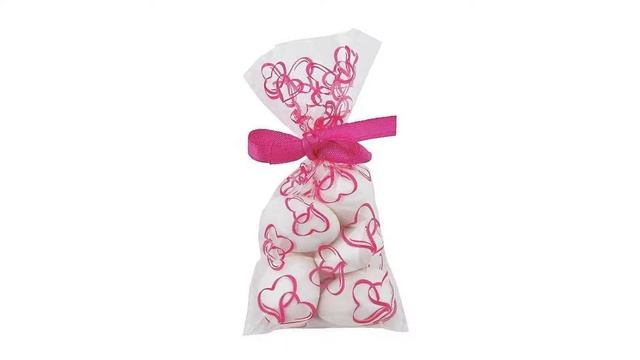 25 x Mini Hot Pink Hearts Cellophane Bags