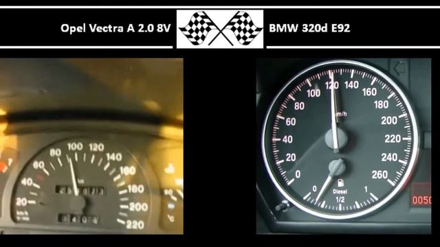 Opel Vectra A 2.0 8V VS. BMW 320d E92 - Acceleration 0-100km/h