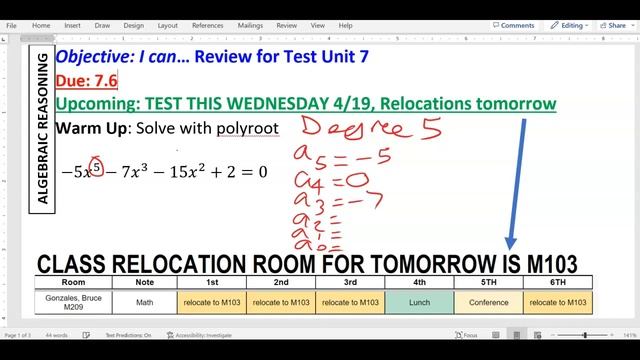 4/17/23 AR Warm Up, Review Unit 7 Test #mrglee