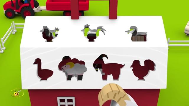 Мультики про машинки Трактор на ферме Домашние животные для детей_ учим названия и голоса животны