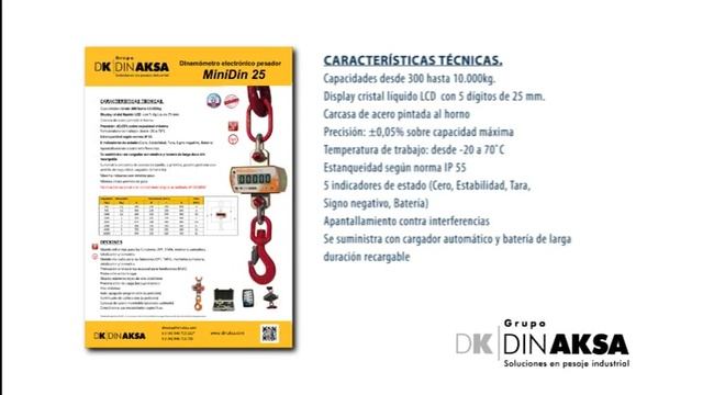 Gancho pesador MINIDIN 25 video ficha - DINAKSA  PESAJE INDUSTRIAL