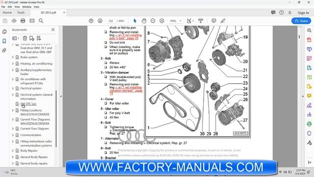 2012 Audi Q7 OEM factory repair manual