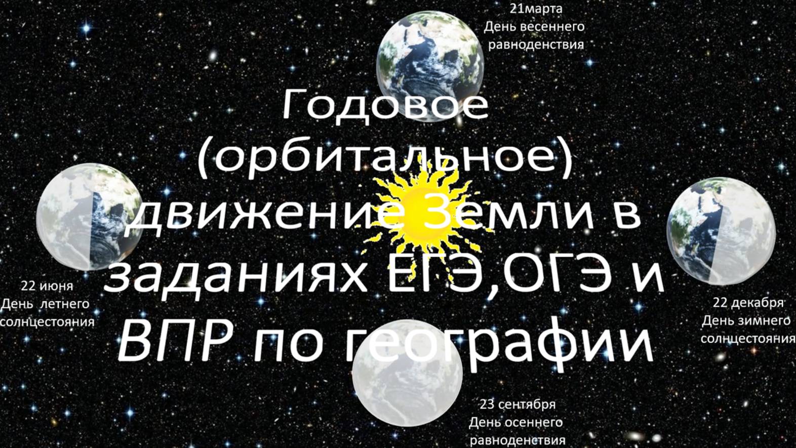 Годовое (орбитальное) движение Земли в заданиях ЕГЭ, ОГЭ и ВПР по географии