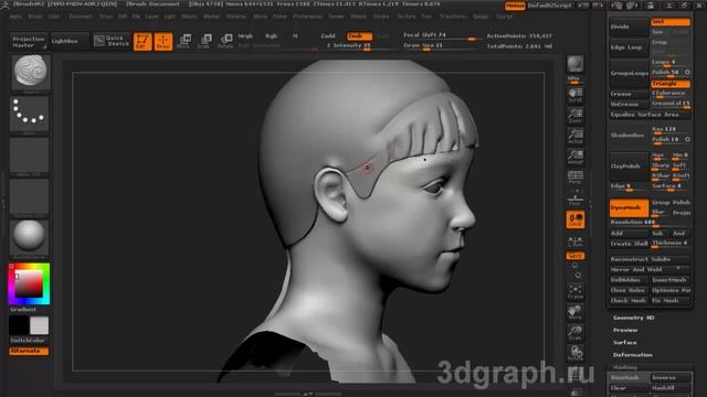 Hire ZBRUSH 4R2 ВОЛОСЫ  part 1