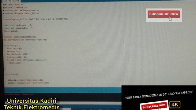 Monitoring Suhu Tubuh dengan DS18B20 Waterproof