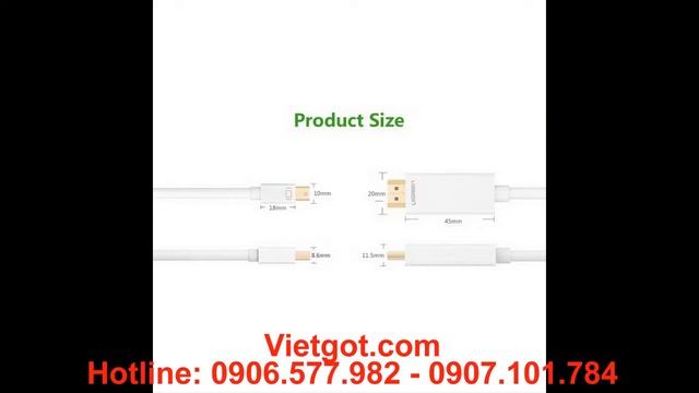 Giá cáp Mini Displayport to HDMI 2m, Thunderbolt to HDMI 2m chính hãng Ugreen tại Hà Nội