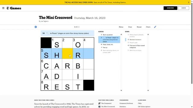 Trying out the NY Times Mini Crossword!