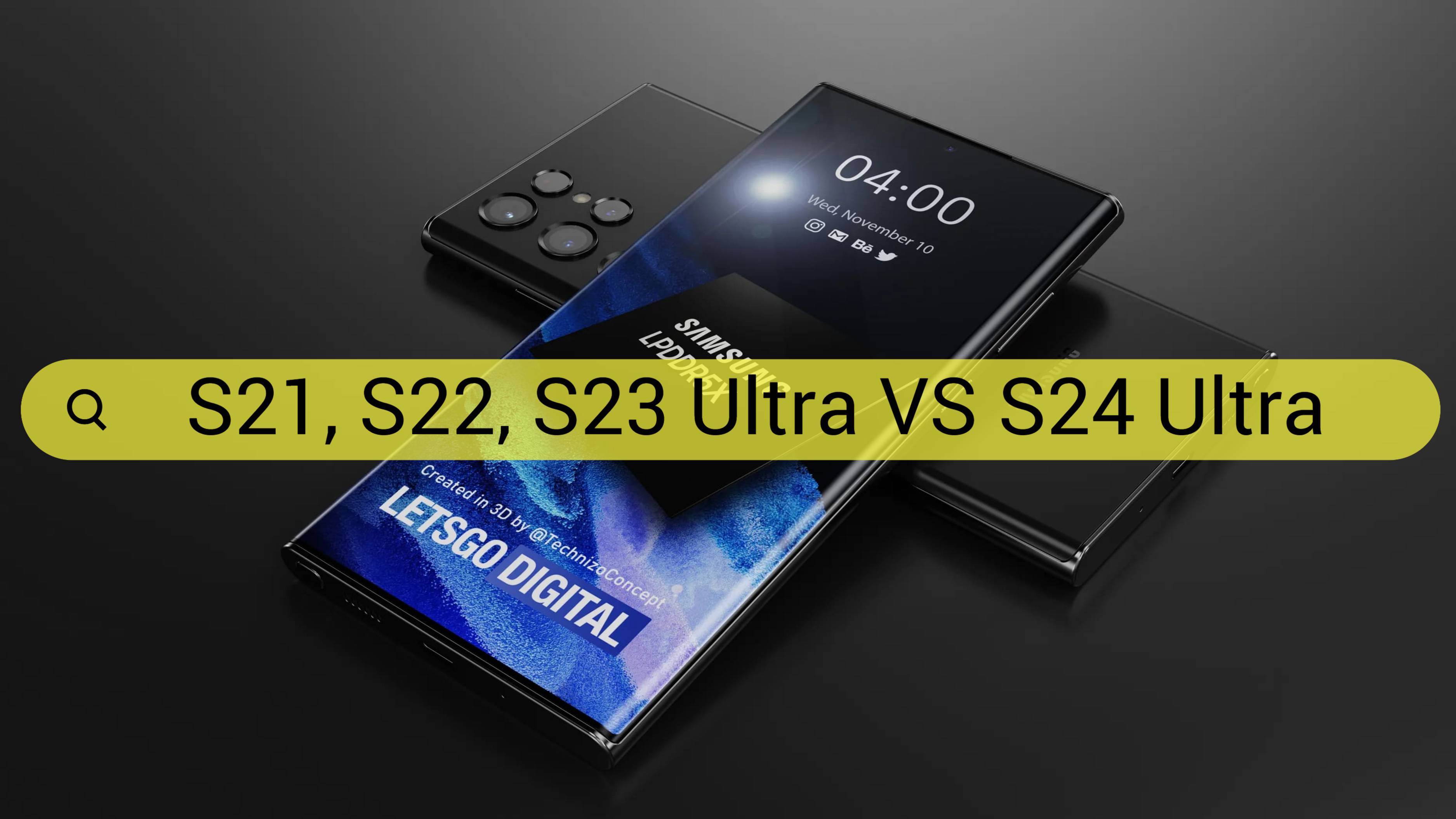 Сравнение смартфонов Samsung Galaxy S21Ultra VS S22 Ultra VS S23 Ultra VS S24 Ultra