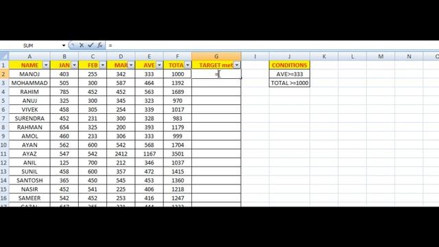 EXCEL AND FUNCTION