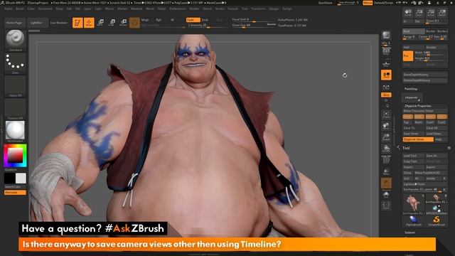 #AskZBrush_ “Is there anyway to save camera views other then using Timeline_” (720p)