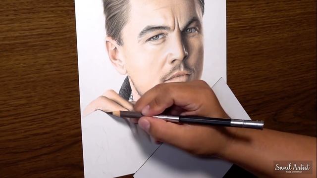 AMAZING DRAWING OF LEONARDO DICAPRIO !!!! Realistic drawing of Leonardo DiCaprio by Sanil Artist