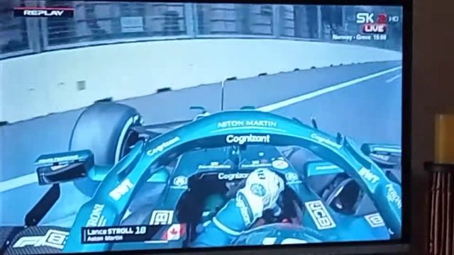 F1 Baku Race Stroll puncture crash!