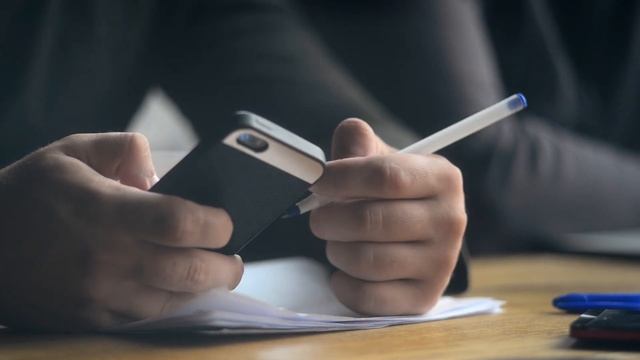 vecteezy two men use mobile smart phones in hands during a coffee 5854079