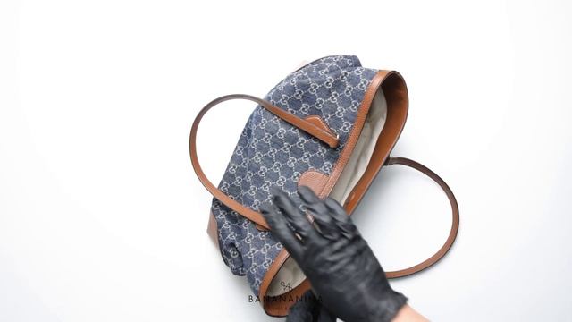 Gucci Ophidia GG Jacquard Denim Medium Tote Dark Blue