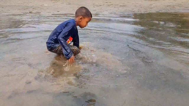 Amazing Boy Catching Fish By Hand | Traditional Little Catching Big Fish By Hand in Mud Water