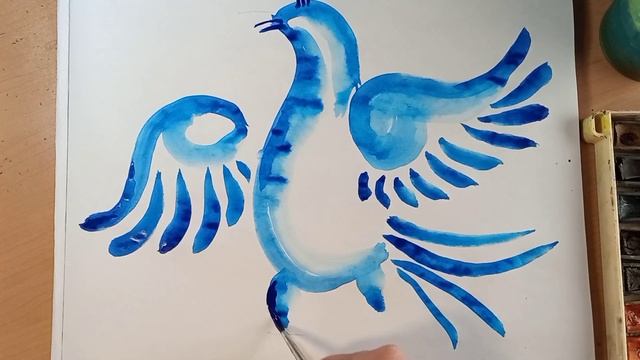 Гжель Птица Рисуем вместе
