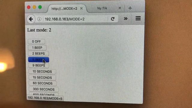 Demo of Wemos D1 mini with relay shield, controlled from web browser over WiFi , alarm buzzer