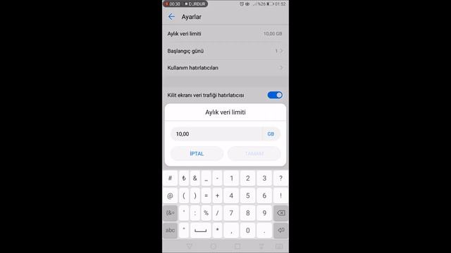 huawei internet kullanım ayarları mobil veri kullanımı sınırlama 3g 4g aç kapat veri tasarrufu