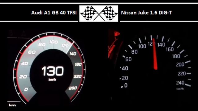 Audi A1 GB 40 TFSI VS. Nissan Juke 1.6 DIG-T - Acceleration 0-100km/h