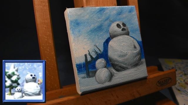 3x3" Mini Oil Painting of Cool, Cool Mountain from Super Mario 64