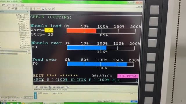 Rollomatic CNC629 wheel speed, feed, and load variance