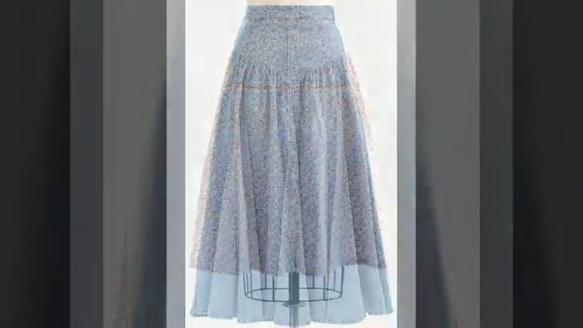 latest new stylish modren women cotton linen print plated and flare style casual long skirt design