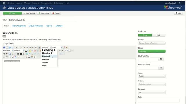 Creating a module in Joomla 3