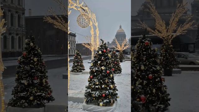 Эстетика новогоднего Питера на Синем мосту