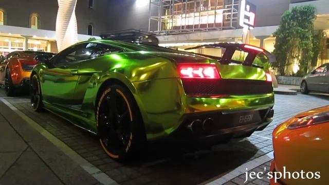 REVS! Chrome Green Lamborghini Gallardo LP560-4 Startup and Departure