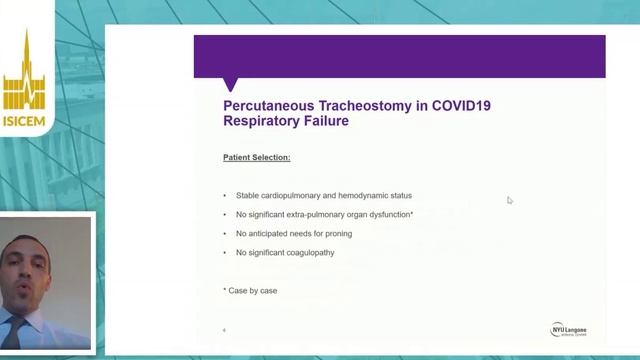 COVID-19 Percutaneous tracheostomy when and how Samaan Rafeq (ISICEM 2020)