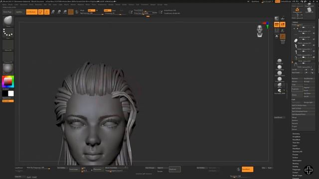 Black Widow Zbrush hair sculpt tutorial (First chapter of Real time hair creation) (720p)