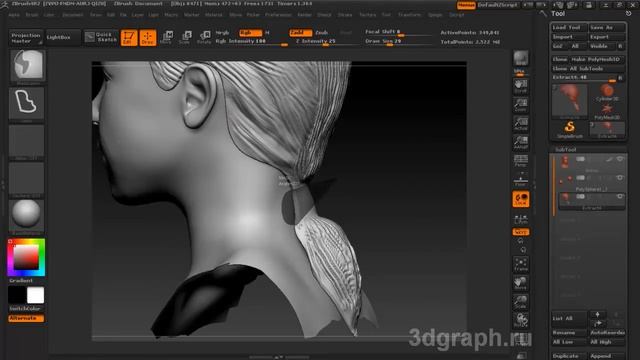 Hire ZBRUSH 4R2 ВОЛОСЫ  part 2