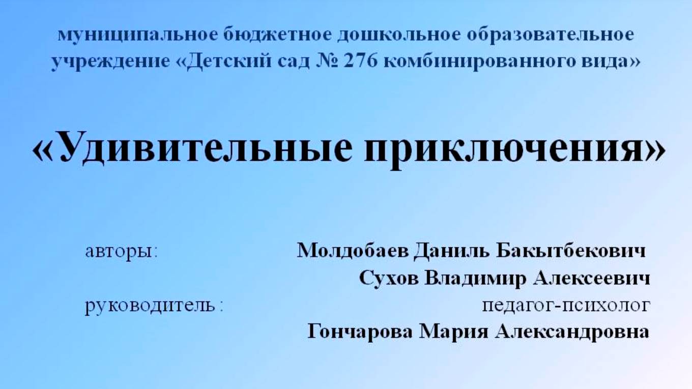 Мультипликационный фильм Удивительные приключения МБДОУ № 276 Красноярск