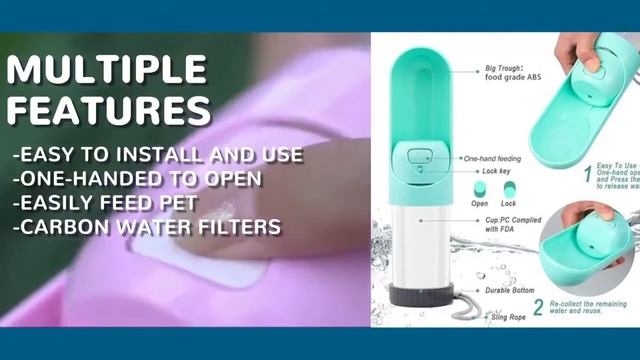 Portable Pet Water Bottle with filter Video description