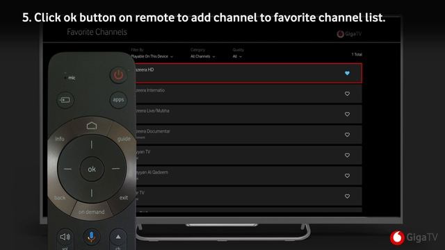 Giga TV: How to create a list of favorite channels on Giga TV