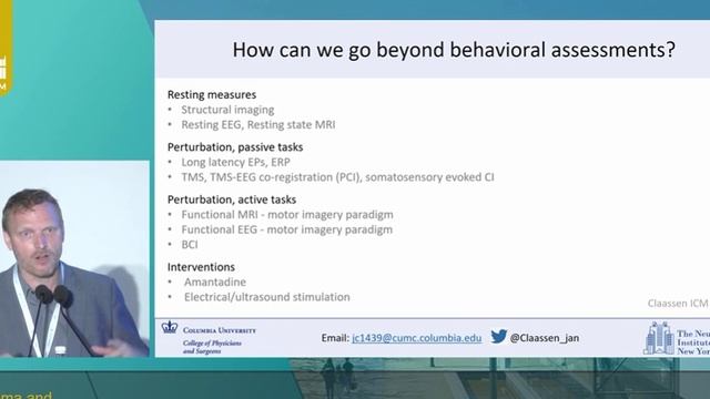 COMA AND DISORDERS OF CONSCIOUSNESS Jan Claassen (ISICEM 2021 aug-sept)