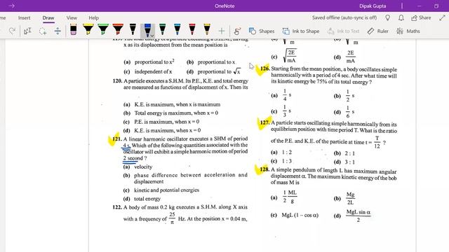 Physics - 11th_Oscillations (SHM) L-11A Practice Sheet Discussion (28/04/21)