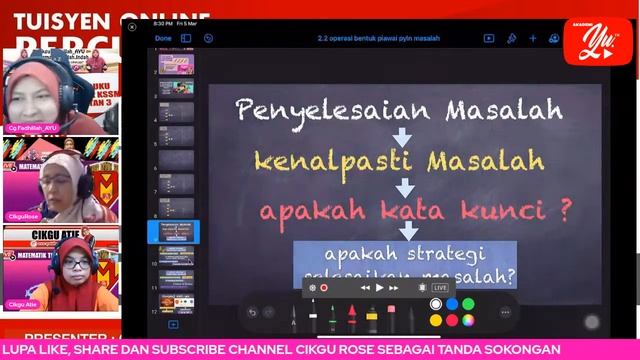 🔴 [LIVE] MATEMATIK TING.3 -OPERASI DAN PENY.MASALAH BTK.PIAWAI OLEH CIKGUROSE #( 2 ) #TUISYENONLINE