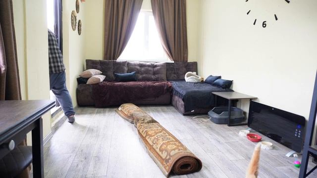 Утро в деревне Покушал и постелил ковер на пол чтобы ноги зимой не мерзли в зиму Отец зашел в домик