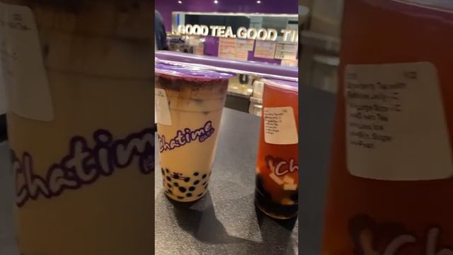 🌈 Satisfying Chatime Bubble tea 🧋~ Strawberry Green Tea with jelly and Boba 😋