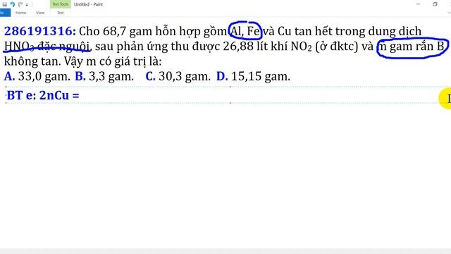 Cho 68,7 gam hỗn hợp gồm Al, Fe và Cu tan hết trong dung dịch HNO3 đặc nguội, sau phản