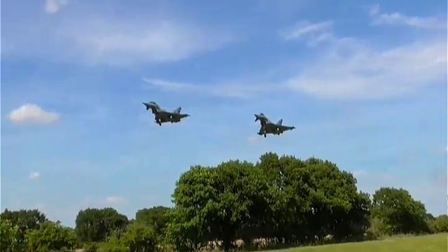 2 RAF Typhoons landing in formation. RAF Coningsby 16/06/2022