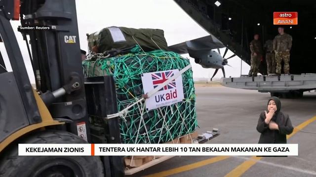 Tentera UK hantar lebih 10 tan bekalan makanan ke Gaza