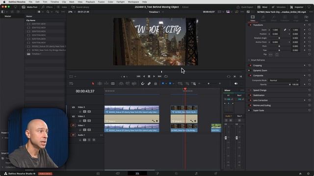 3 Ways to Put TEXT BEHIND Moving Objects in DaVinci Resolve 19   Free & Studio Versions!