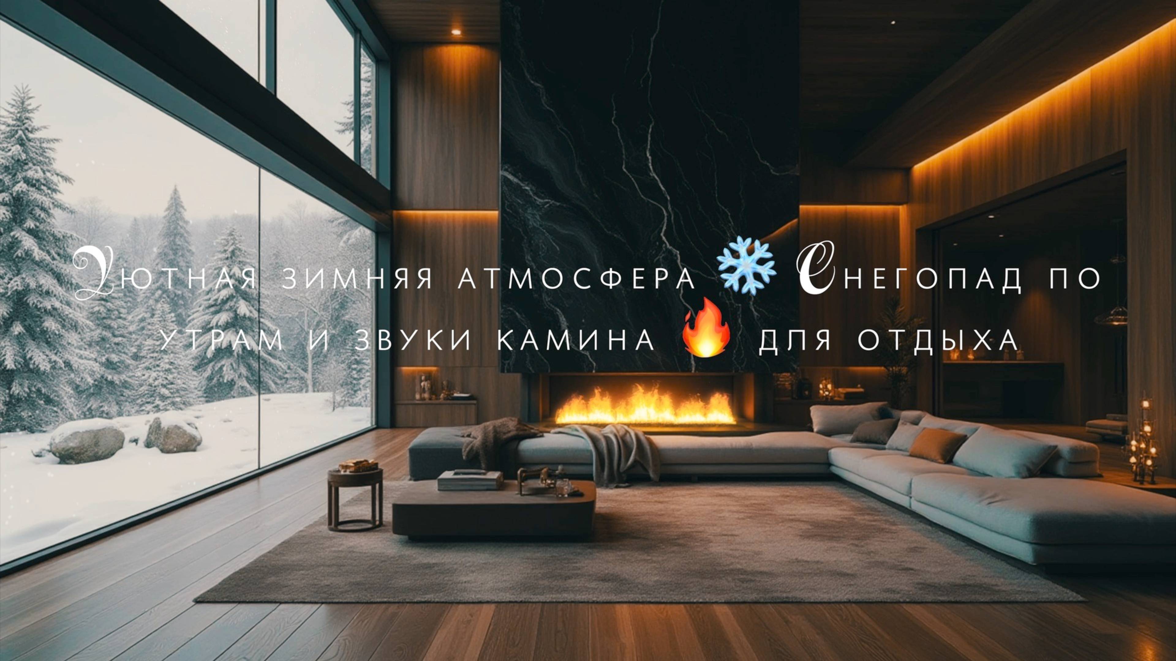 Уютная зимняя атмосфера ❄️ Снегопад по утрам и звуки камина 🔥 для отдыха